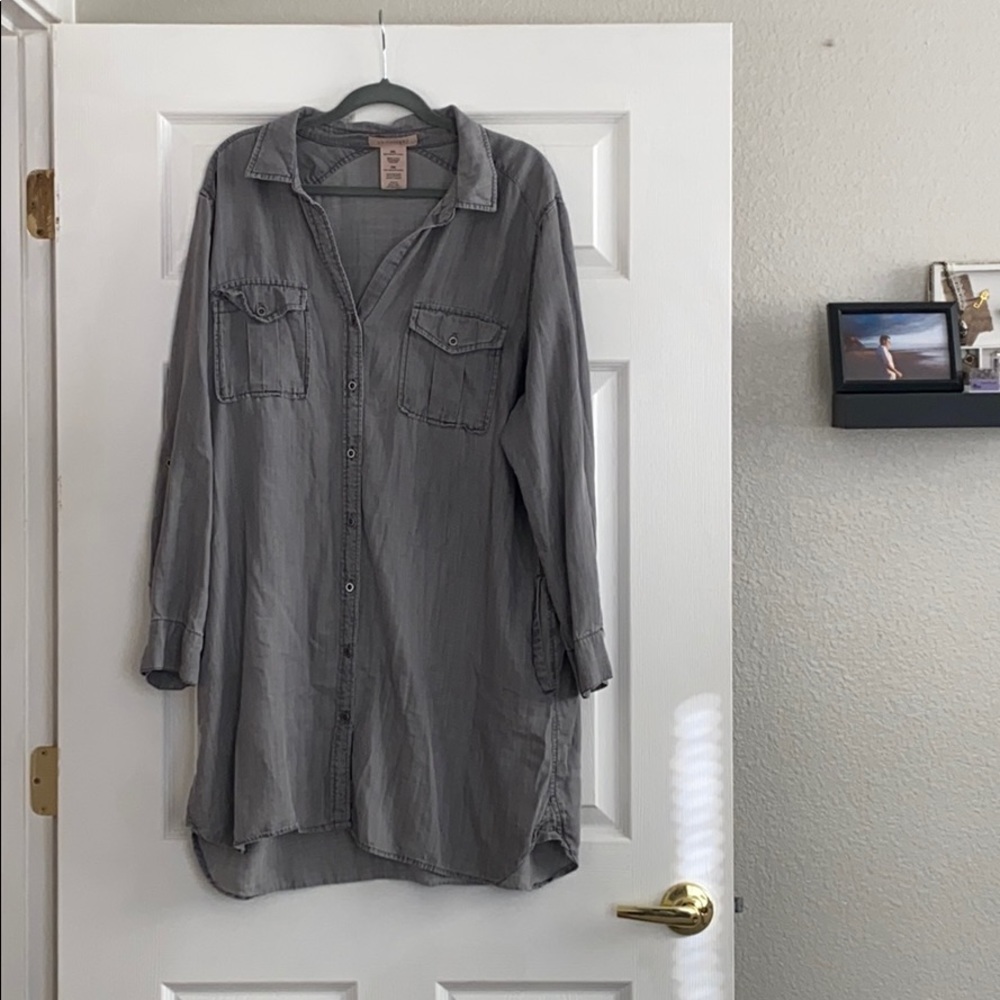 Grey chambray tee dress